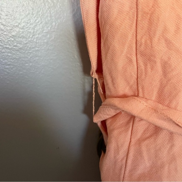 Maeve Anthropologie Alanis Belted Blouse Button Up Shirt Off Shoulder pink sz 8 - Picture 10 of 16